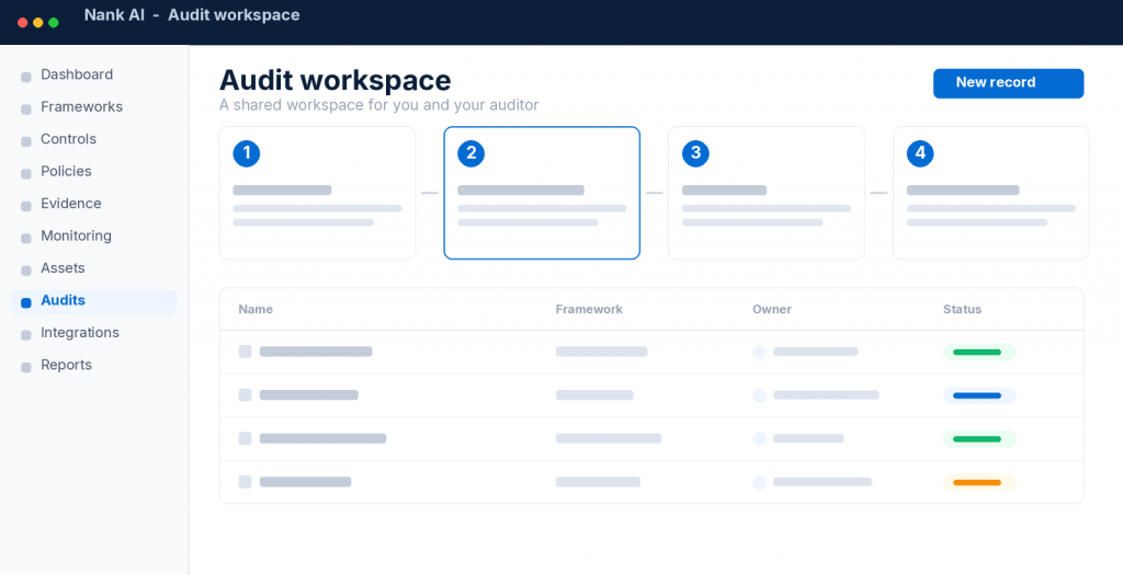 Nank AI audit workspace shared with an external auditor