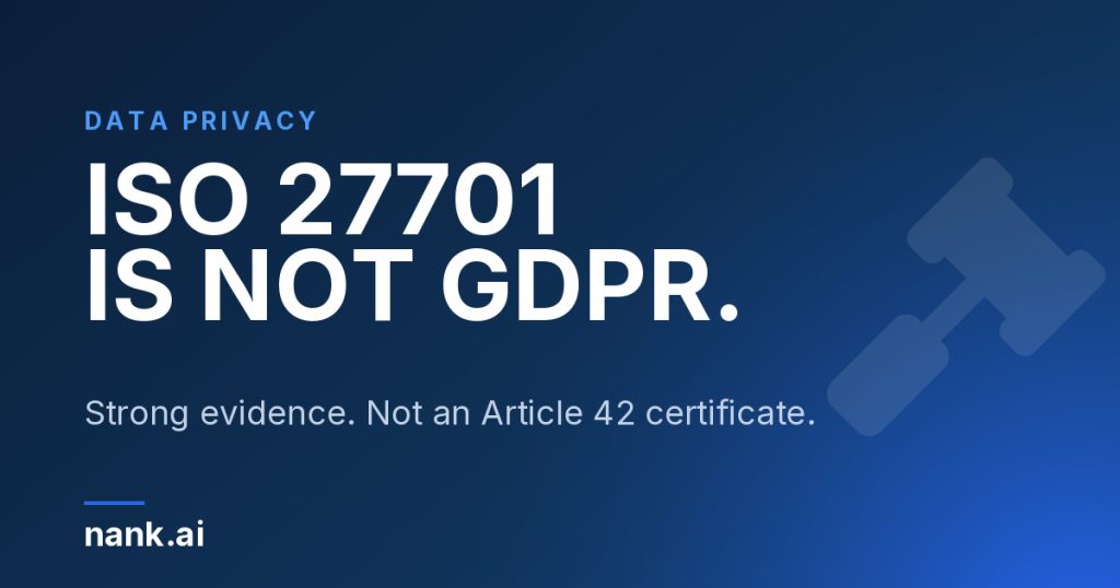 ISO 27701 certification compared with GDPR, privacy information management from Nank.ai serving Canada and the United States